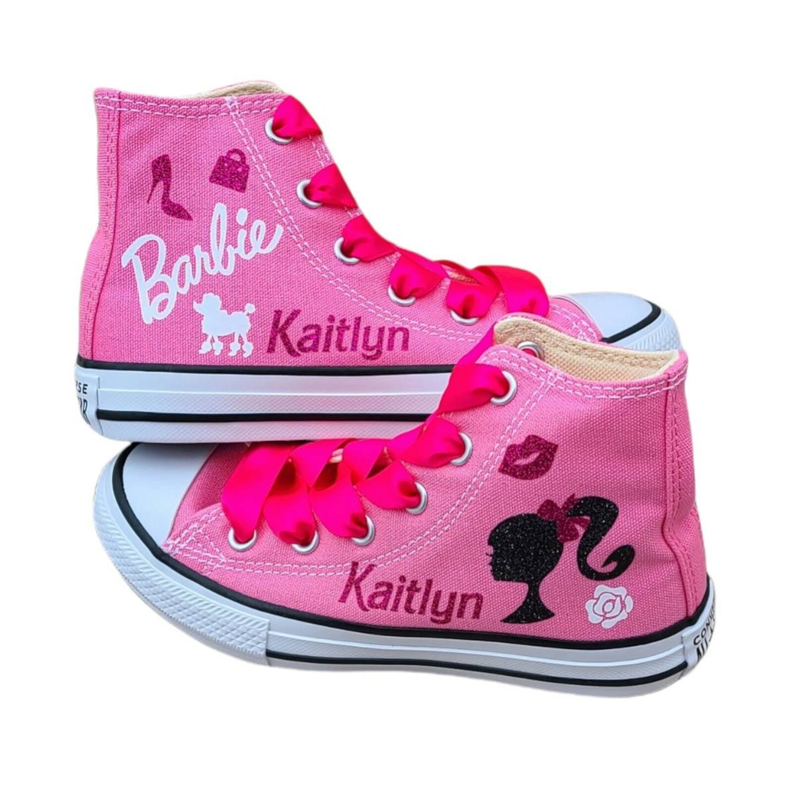 Barbie Converse High Top Sneakers Personalized Name Glitter - Etsy