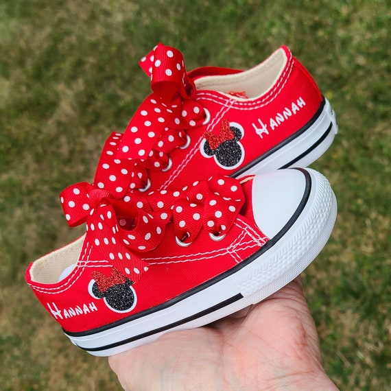 red and white polka dot converse