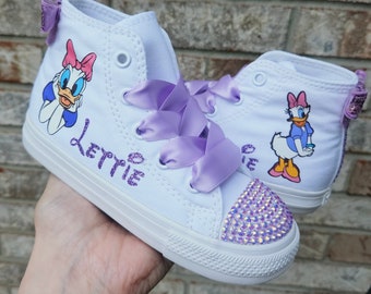 Custom Daisy Duck Converse . Bling Converse . Personalized Daisy Duck Converse . Baby and Toddler Girls Sizes