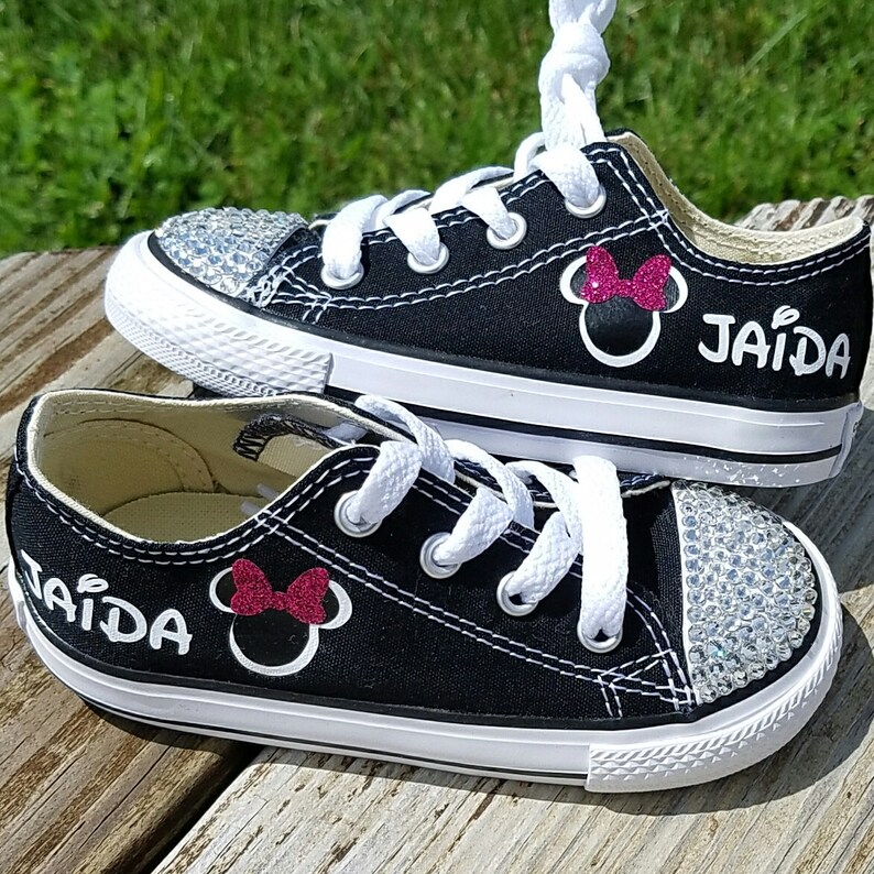 Black Converse Minnie Shoes Infant Toddler Personalized Etsy