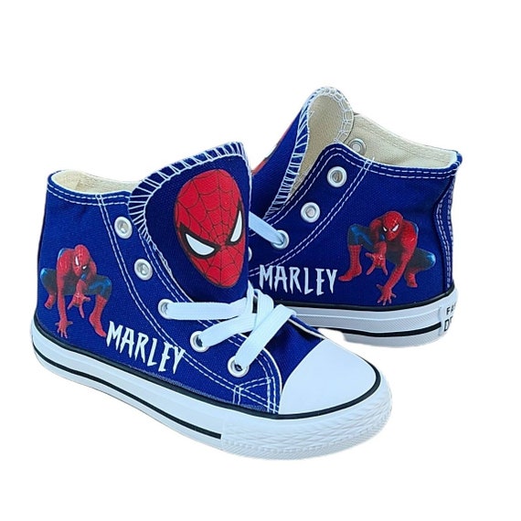 toksicitet forskel Perseus Personalized Spiderman Shoes Royal Blue Converse Sneakers - Etsy