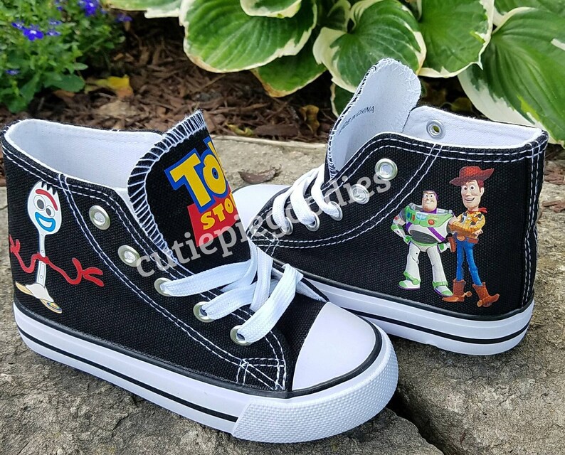 Toy Story Shoes Buzz Woody Forky Personalized Black High Etsy
