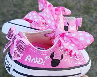 Minnie Mouse Converse Custom Minnie Shoes Low Top Converse for Toddler Girl Pink Low Top Minnie Mouse Sneakers Personalized