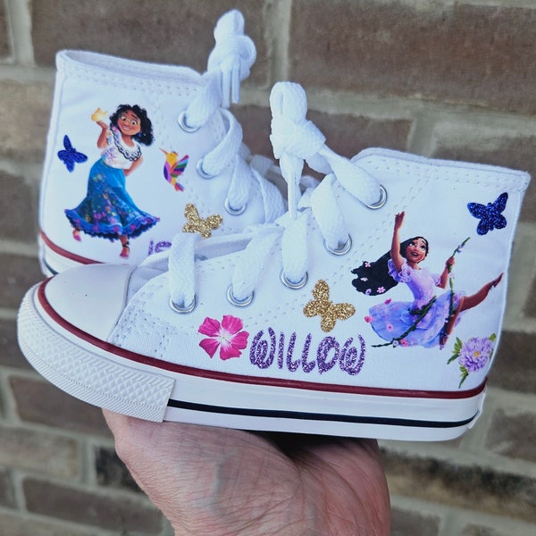 Custom Encanto Converse, Personalized Luisa Converse, Mirabel Converse For Girl, Bling Converse For Toddler Girl