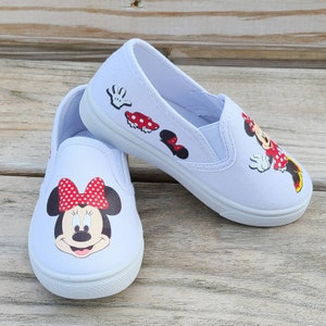 Minnie Mouse Toddler Slip on Shoes, Personalized Name, White Sneakers