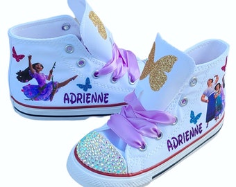 Encanto Converse , Personalized Shoes, High Top Sneakers, Many Sizes, With or Without Crystals, we don't talk about bruno