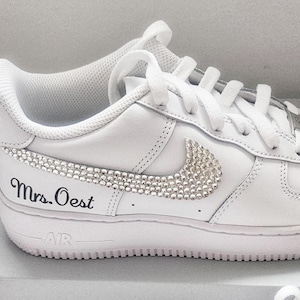 Custom Bride Nike Air Force 1 Rhinestone Wedding Shoes- Personalized Sneakers Bride Shoes Personalized Nike Air Force One  Bling  Nike