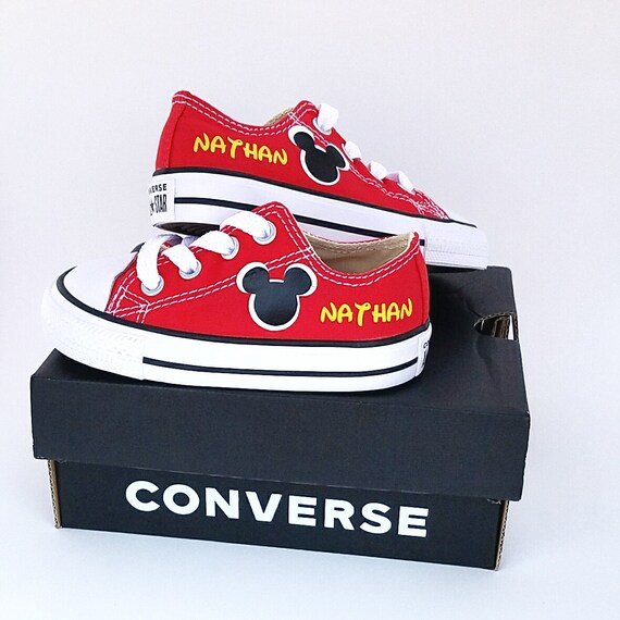 Mickey Mouse Shoes Red Converse Boys Name Personalized | Etsy