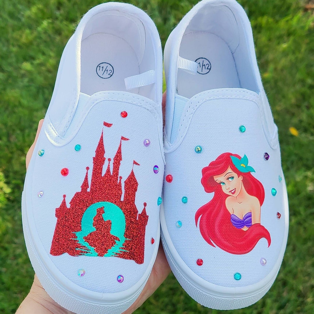 Ariel, Little Mermaid Shoes, Bling Crystals, Personalized Name, Toddler