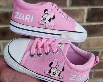 Personalized Minnie Mouse Sneakers For Baby Toddler Soft Sole Infant Shoe Pink Low Top Baby Minnie Sneakers With Name