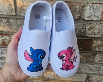 Custom Stitch and Angel Shoes, Lilo and Stitch Shoes For Toddler Girls, Personalized Stitch Sneakers