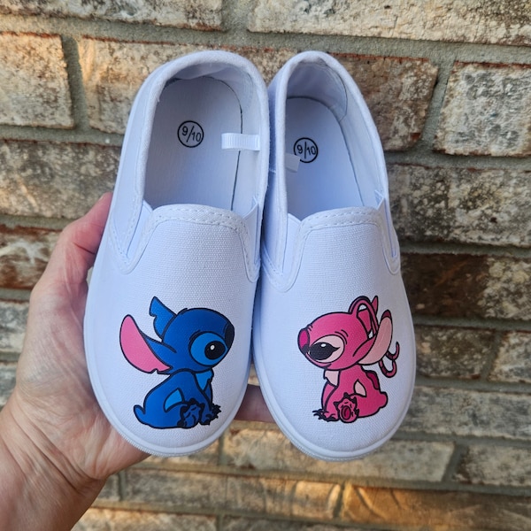 Custom Stitch and Angel Shoes, Lilo and Stitch Shoes For Toddler Girls, Personalized Stitch Sneakers