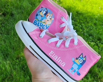 Custom Bluey Converse, Bluey Shoes For Baby Toddler, Bluey and Bingo Converse, Personalized Bluey Sneakers For Boy or Girl