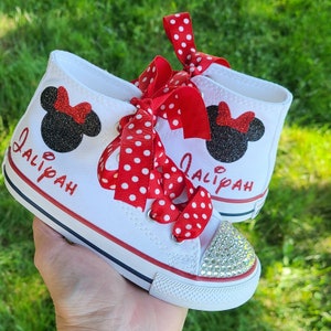 Minnie Mouse Bling Shoes Minnie Mouse Converse White High Top
