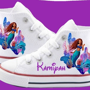 Custom Ariel Converse Little Mermaid  Converse Personalized Mermaid Converse Personalized Black Ariel Converse