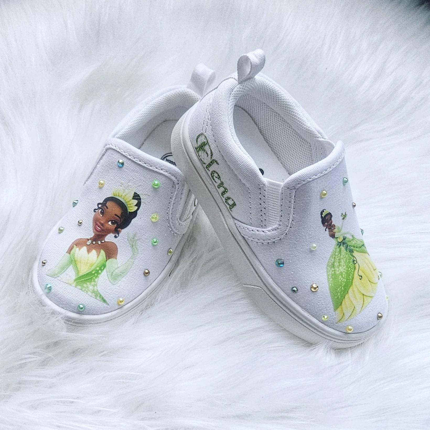 strapless open back dress Princess Tiana shoes- Princess Tiana bling Converse-Girls Princess Tia –  Pink Toes & Hair Bows main image 1