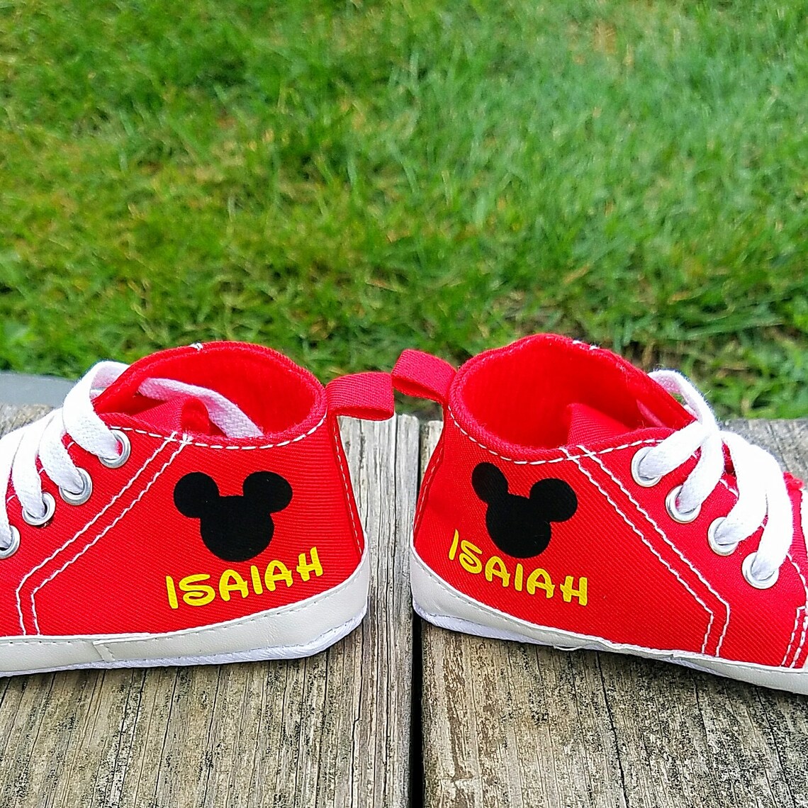 Mickey Mouse Personalized Baby Shoes Sizes 318 Months With Etsy UK
