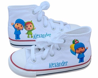 Pocoyo Converse, Baby Toddler Personalized Sneakers, High Top Shoes, Party Outfit, Boys Girls