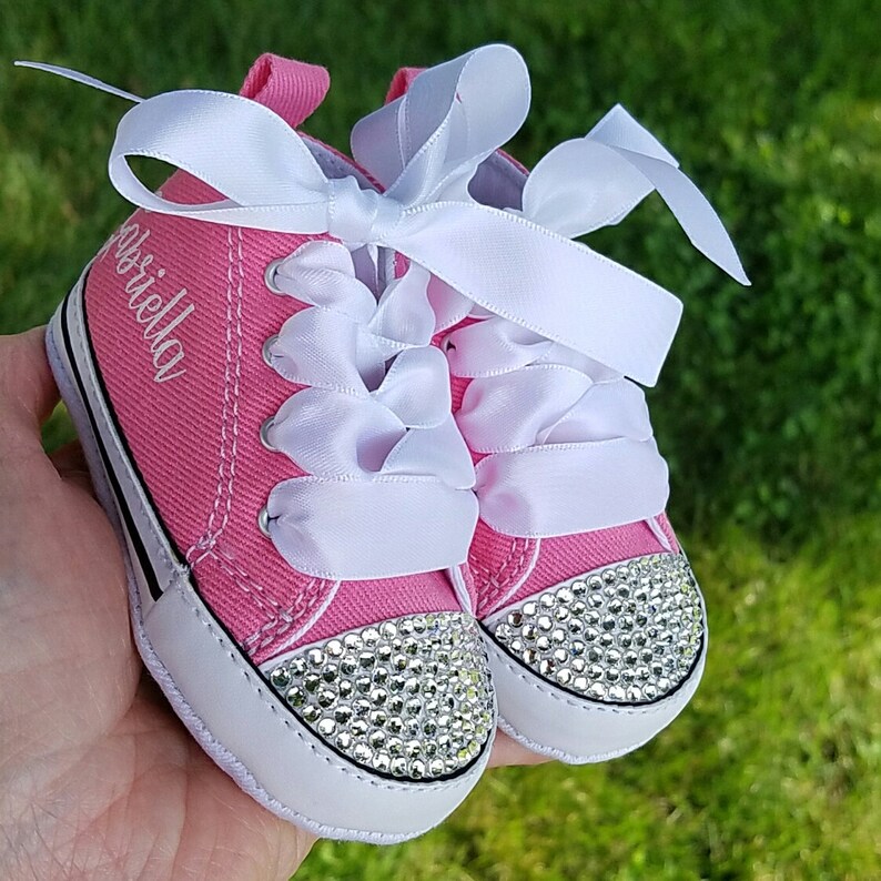Pink Converse Baby Girls Personalized Name Bling Shoes Etsy