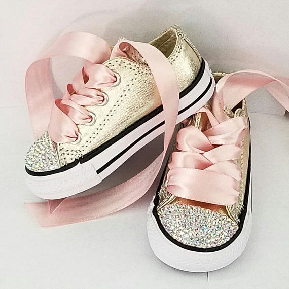 Pink and Gold Crystal Converse Toddler Baby Shoes Party | Etsy