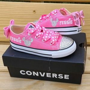 Pink Minnie Mouse Converse Polka Dot Laces Personalized Name Toddler ...