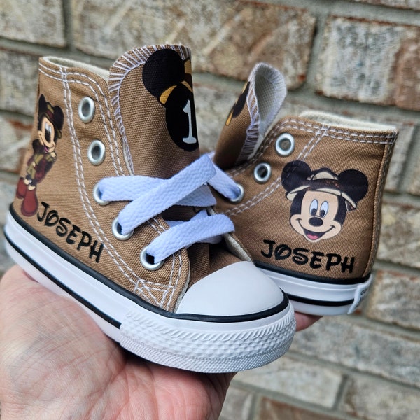 Safari Mickey Shoes, Personalized Mickey Mouse Converse, Animal Kingdom Sneakers, Mickey and Friends, Pluto, Goofy, Minnie Mouse