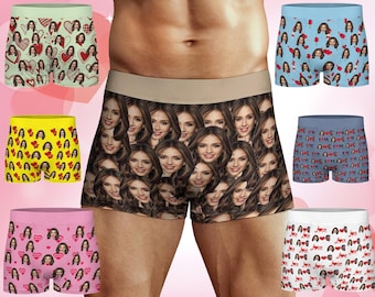 100% Cotton Custom Face Boxer Briefs, Personalized Father's Day Gift for Dad,Anniversary Gift for Husband,Gift for Boyfriend/Fiancé