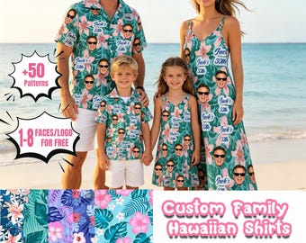 Custom Face Hawaiian Shirt Bachelor Party Shirts Summer Gifts Anniversary/Vacation Gifts Kids Family Matching Group Birthday Wedding Gift