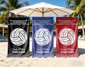Telo mare personalizzato per la squadra di pallavolo - Con nomi personalizzati di allenatore e giocatrici, regalo ideale per la squadra.