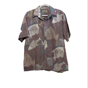 Vintage Aloha Hawaiian Shirt Cooke Street Reverse Print Big Scale Fish Men’s XL