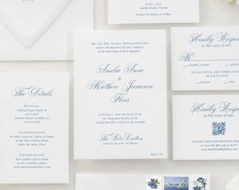 Classic Wedding Invitation Suite Template | Includes RSVP Card, Details Card, Save the Date & Envelope Design | Editable Wedding Stationery
