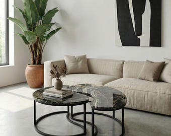 Tables basses amorphes Nero Picasso (Ensemble de 2)