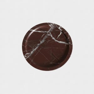 Handcrafted Rosso Levanto Round Marble Tray – Elazig Cherry image 1