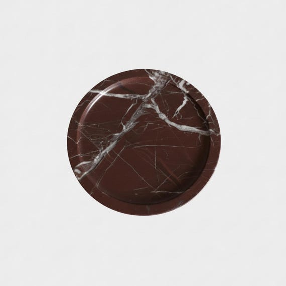 Handcrafted Rosso Levanto Round Marble Tray – Elazig Cherry