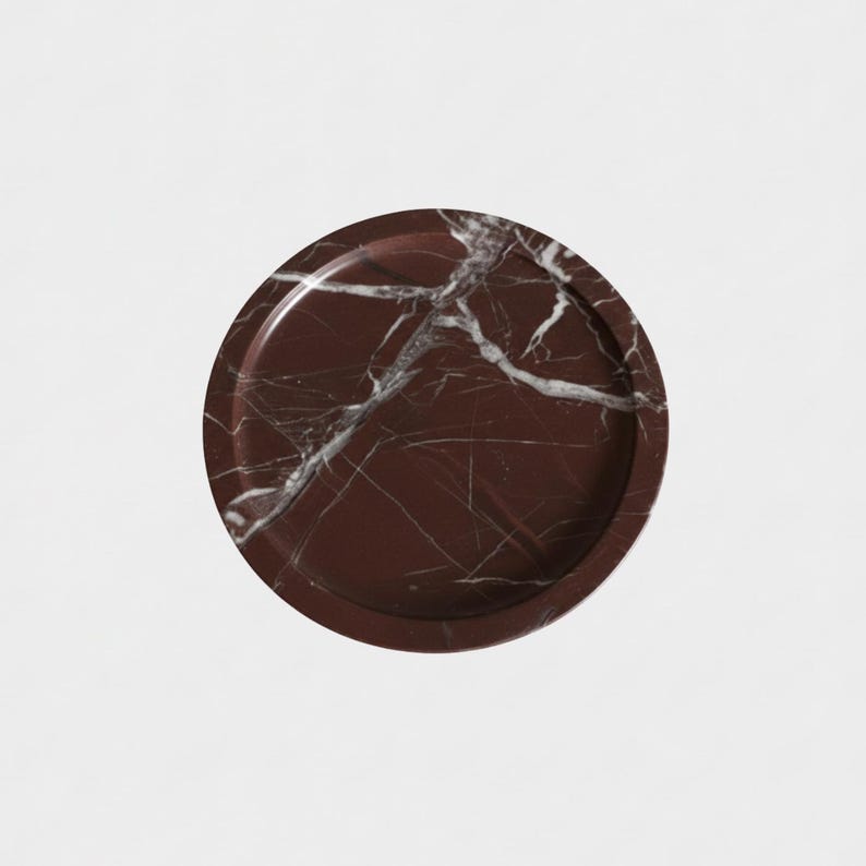 Handcrafted Rosso Levanto Round Marble Tray – Elazig Cherry image 1
