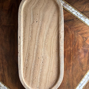 Vassoio ovale per lavabo in travertino immagine 8