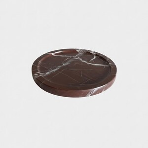 Handcrafted Rosso Levanto Round Marble Tray – Elazig Cherry image 2