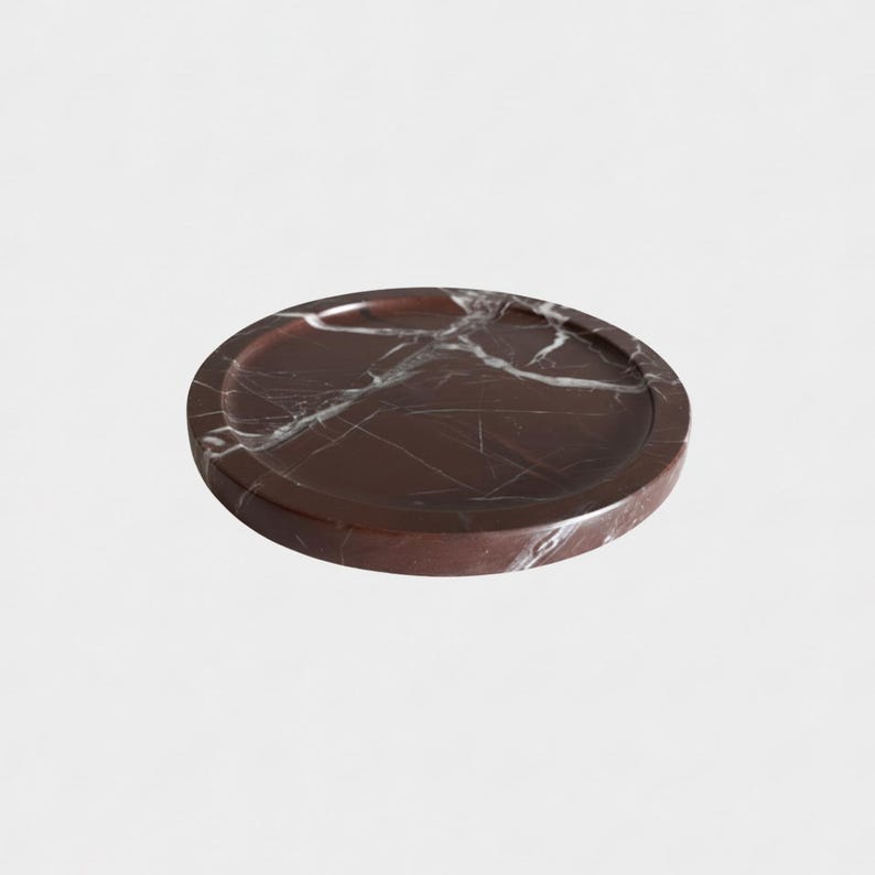 Handcrafted Rosso Levanto Round Marble Tray – Elazig Cherry image 2
