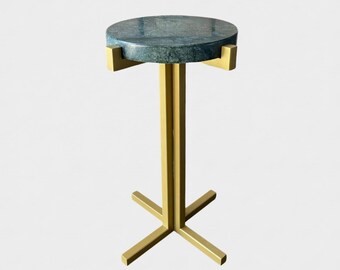 Table d'appoint en marbre Verde Guatemala - Guéridon d'appoint doré