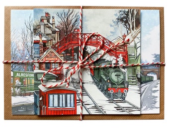 Railway Christmas Card Bundle (Pack of 3 - Blank Inside)