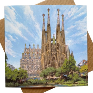 Sagrada Familia, Barcelona - Tarjeta de felicitación ilustrada