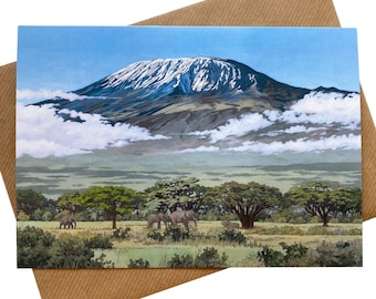 Mount Kilimanjaro, Tanzania - Illustrated Greeting card