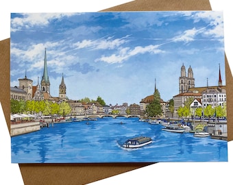 Tarjeta de felicitación: Zürich River View