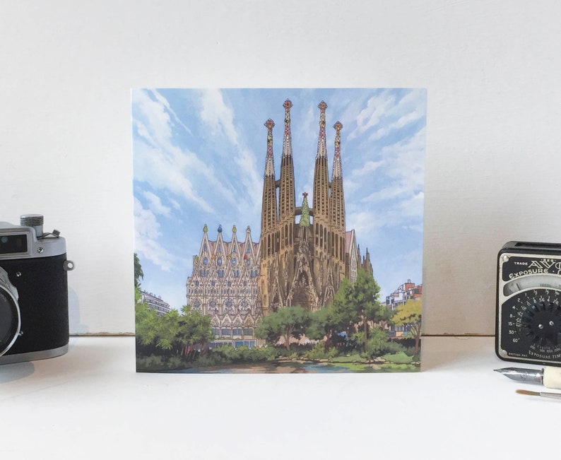 Sagrada Familia Barcelona Illustrated Greeting Card - Etsy UK
