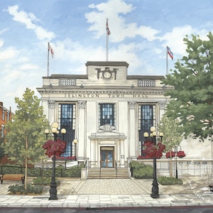 Islington Town Hall (with flags flying) - Art Print