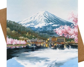 Mount Fuji, Japan - Illustrated Greeting Card