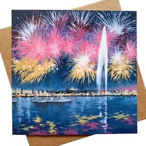 Carte de voeux Feux d'artifice de Genève