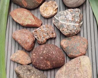 Conjunto único de piedras del mar Báltico, piedra de los deseos de gneis rayado de pórfido, para decoración zen.