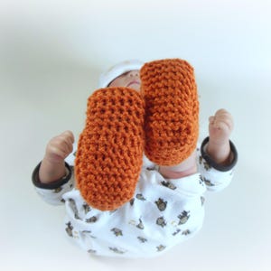 Preemie-12mth Infant Knit Booties or Mittens, Baby Crossover Booties , Knit Infant Moccasins, Knit Baby Shoes in Many Colors image 3