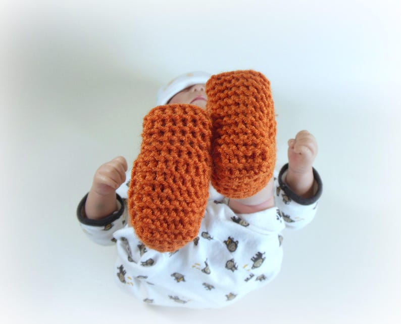 Preemie-12mth Infant Knit Booties or Mittens, Baby Crossover Booties , Knit Infant Moccasins, Knit Baby Shoes in Many Colors image 3